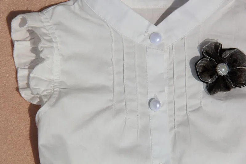 Летняя От 2 до 16 лет белая блузка для маленьких девочек детская хлопковая рубашка без рукавов с цветочным принтом школьные топы для девочек, детские рубашки JW0166