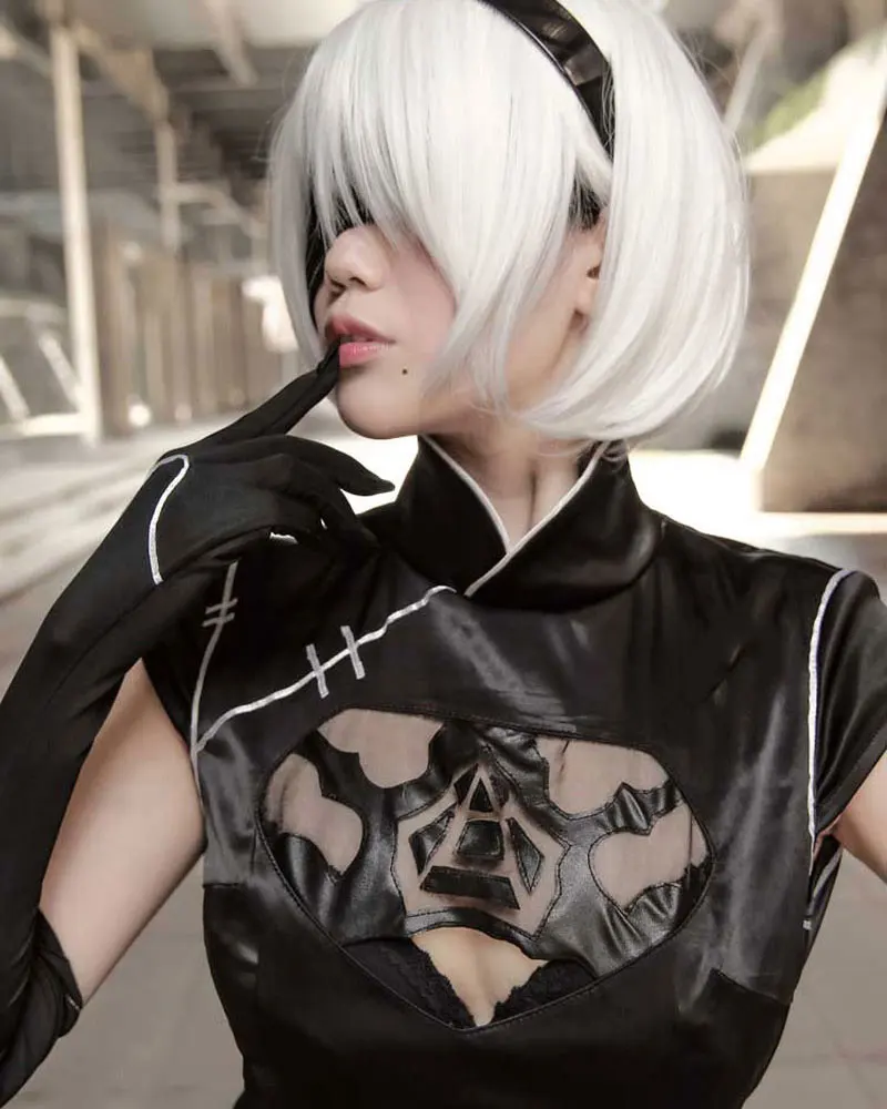 Новая игра Косплэй НИР: автоматы YoRHa 2B № 2 Тип B Cheongsam Сексуальная Униформа Женские туфли черного цвета Косплэй костюм адаптируемые под требования заказчика