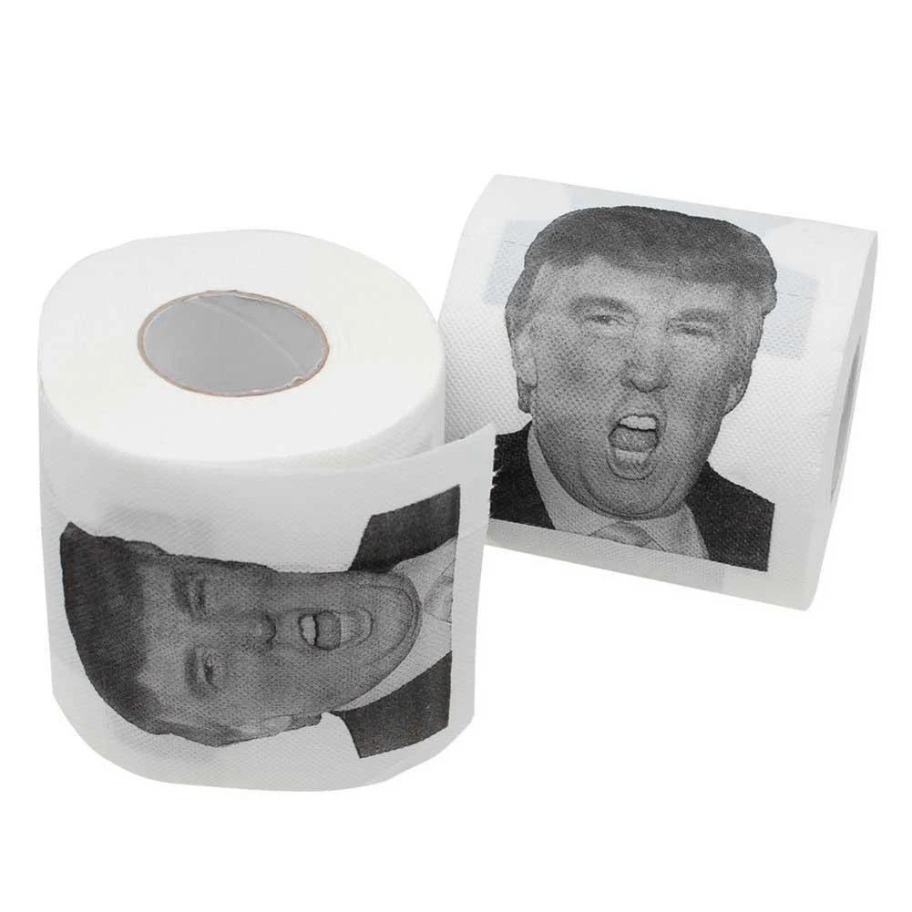 Economical 1/2/5Pcs Donald Trump Humour Toilet Paper Roll Funny Gag Gift for Bathroom ds99