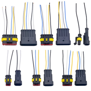 

5sets/lot Kit 1P 2P 3P 4P 5P 6Pin Way Waterproof Electrical Wire Connector Plug Wire harness