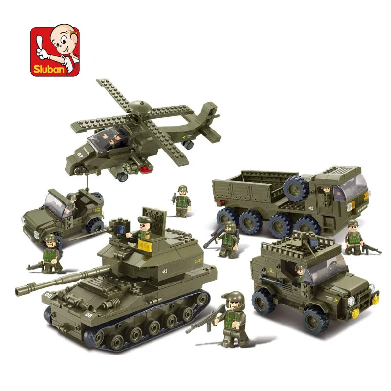 

SLUBAN 0311 996Pcs Military Block Army Joint Attack Truck Building Blocks Construction Bricks DIY Toys Hobbies For Children