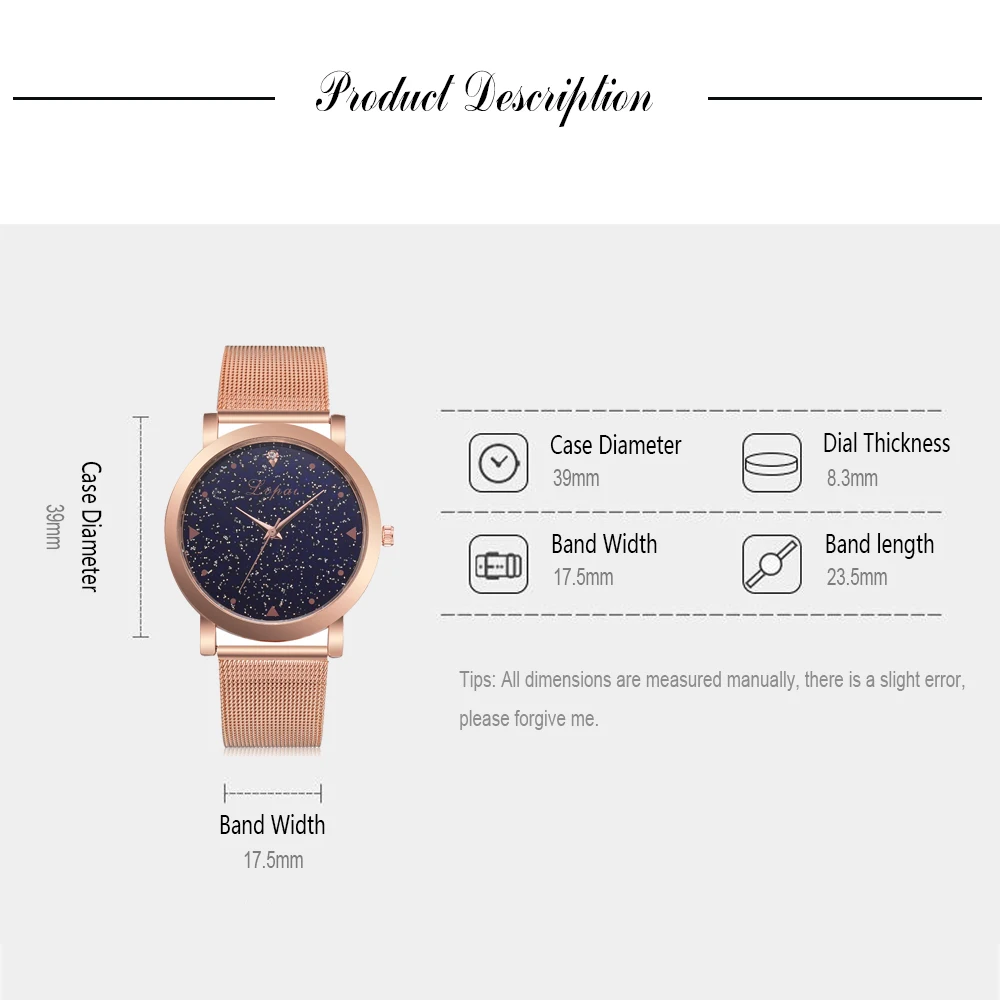 Lvpai Brand Luxury Starry Women Watches Steel Quartz Ladies Rose Bracelet Watch Casual Clock Lovers Girl Wristwatch Relogio