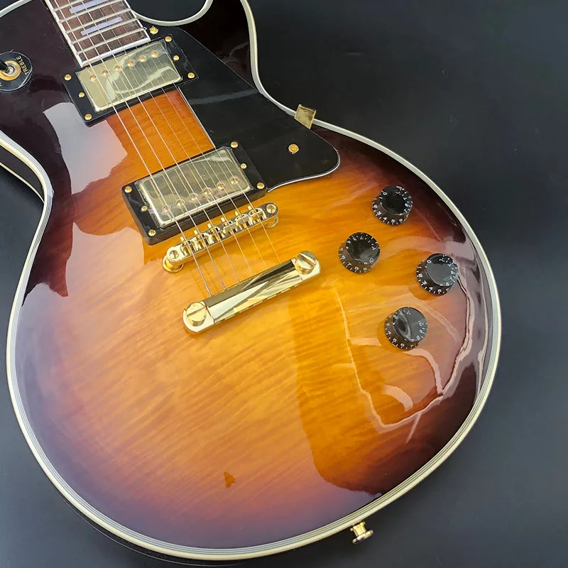 

High-quality electric guitar, AAAAA tiger maple veneer, multi-layer wrapping, sun-colored paint, customizable electric guitar,