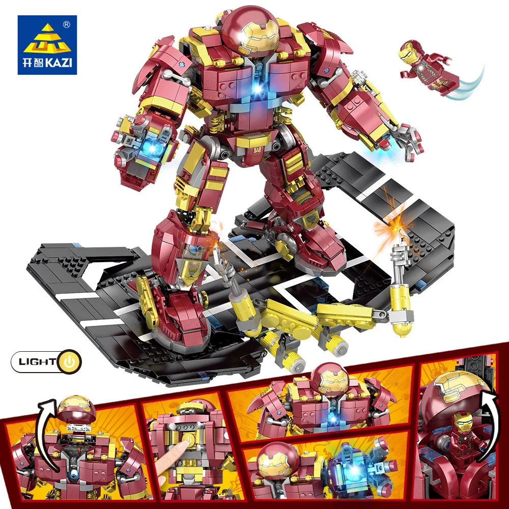 KAZI 1620 pcs Compatible With Legoingly Marvel Super Heroes Iron Man Hulk Buster Figures Robo Building Blocks toys for children KAZI 1620 pcs Compatible With Legoingly Marvel Super Heroes Iron Man Hulk Buster Figures Robo Building Blocks toys for children