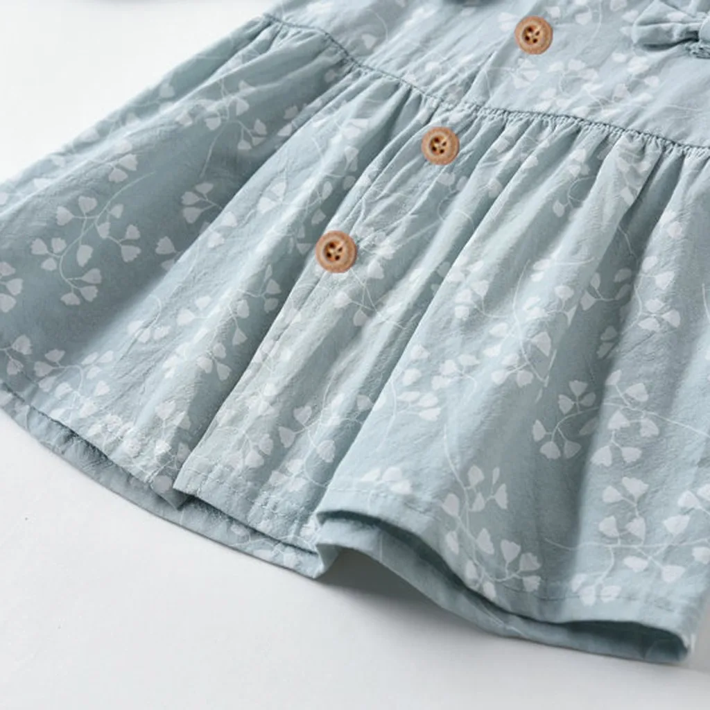 Trendy Toddler Baby Girls Floral Ruched Floral Dressed Casual Yellow Long Sleeve Girl Clothes Costumes Roupas Infantis