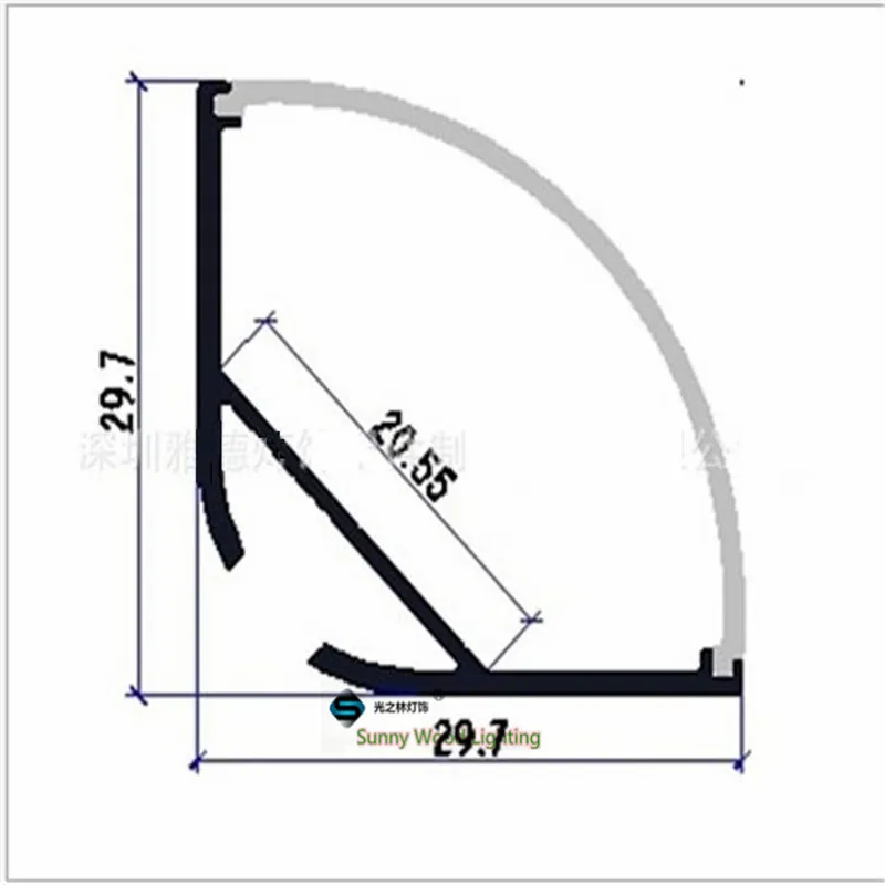 10 шт. 1 м 45 градусов угловой кулон W30* H30mm алюминиевый профиль для двухрядной светодиодной ленты, молочно-прозрачная крышка для 20 мм pcb
