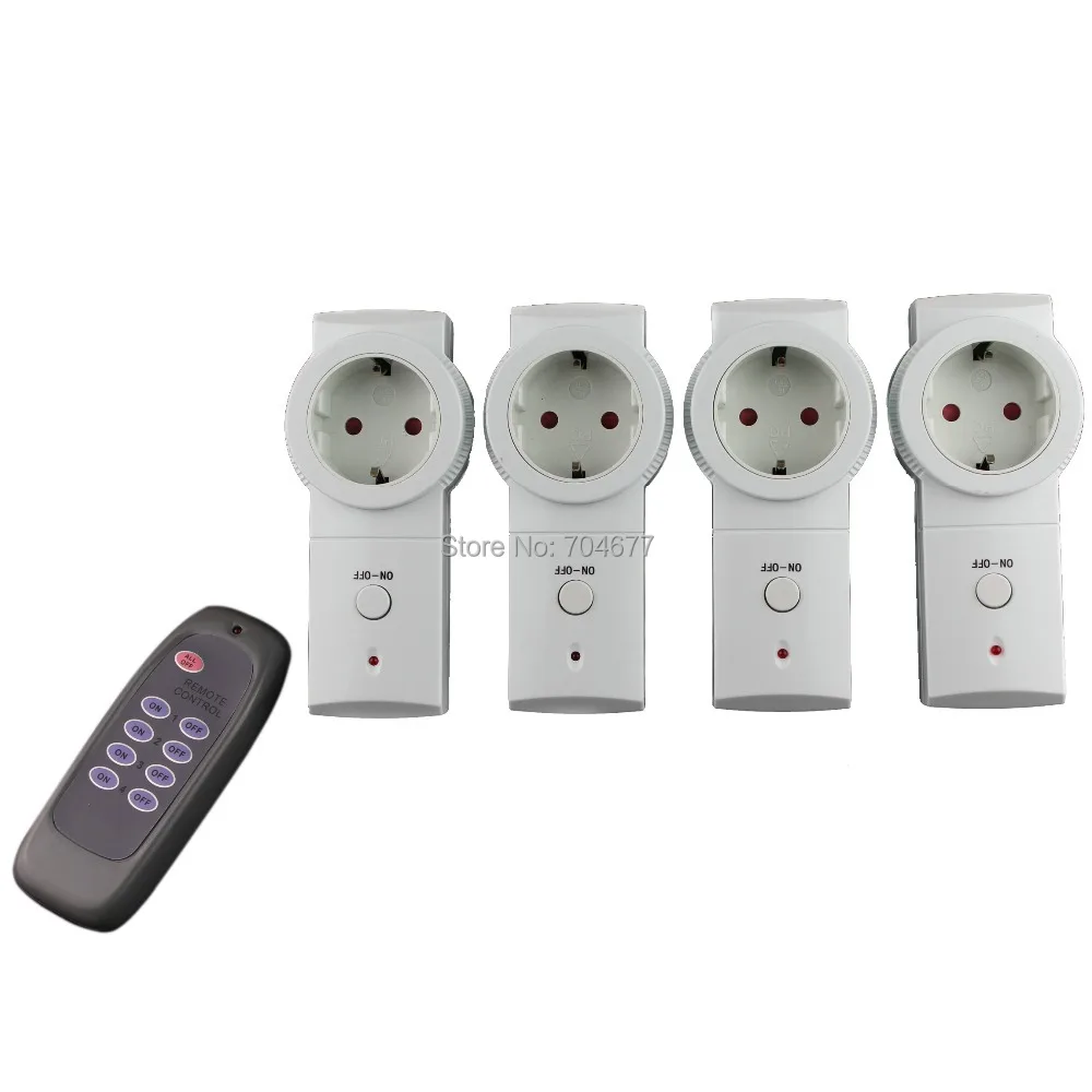 CE 20M New Arrival Europe EU Plug 4 Way Four Gang RF Wireless Remote ...