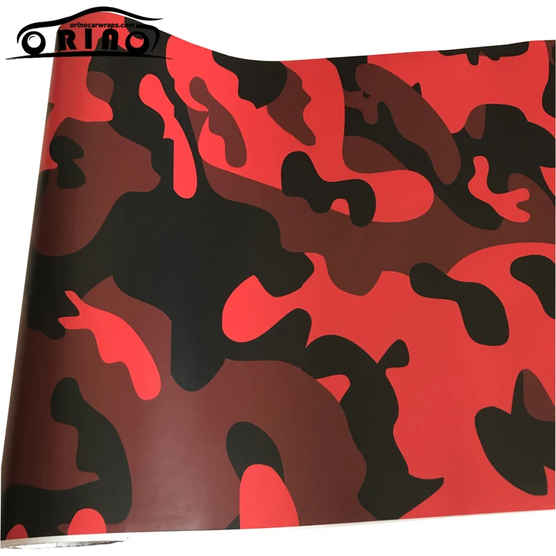 Red Black Camouflage Vinyl Film Wrap