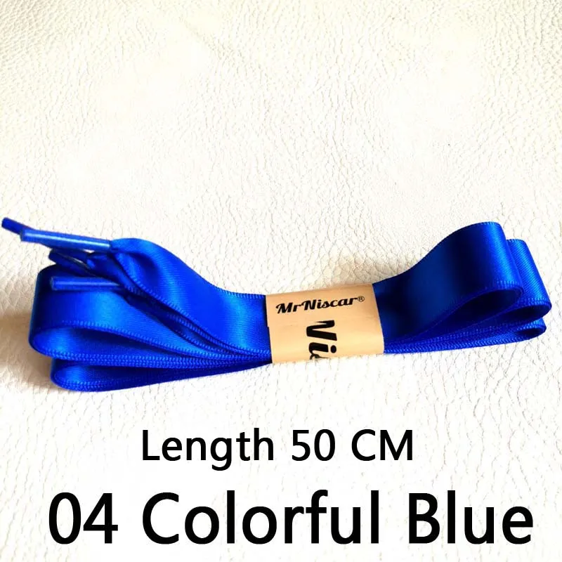 Colorful Blue 50cm 1 пара разноцветных синих шелковых кружевных кроссовок шнурки для балета шнурки Шнурки плоские шнурки для обуви шнурки для кроссовок 50-200 см - Цвет: Colorful Blue 50cm