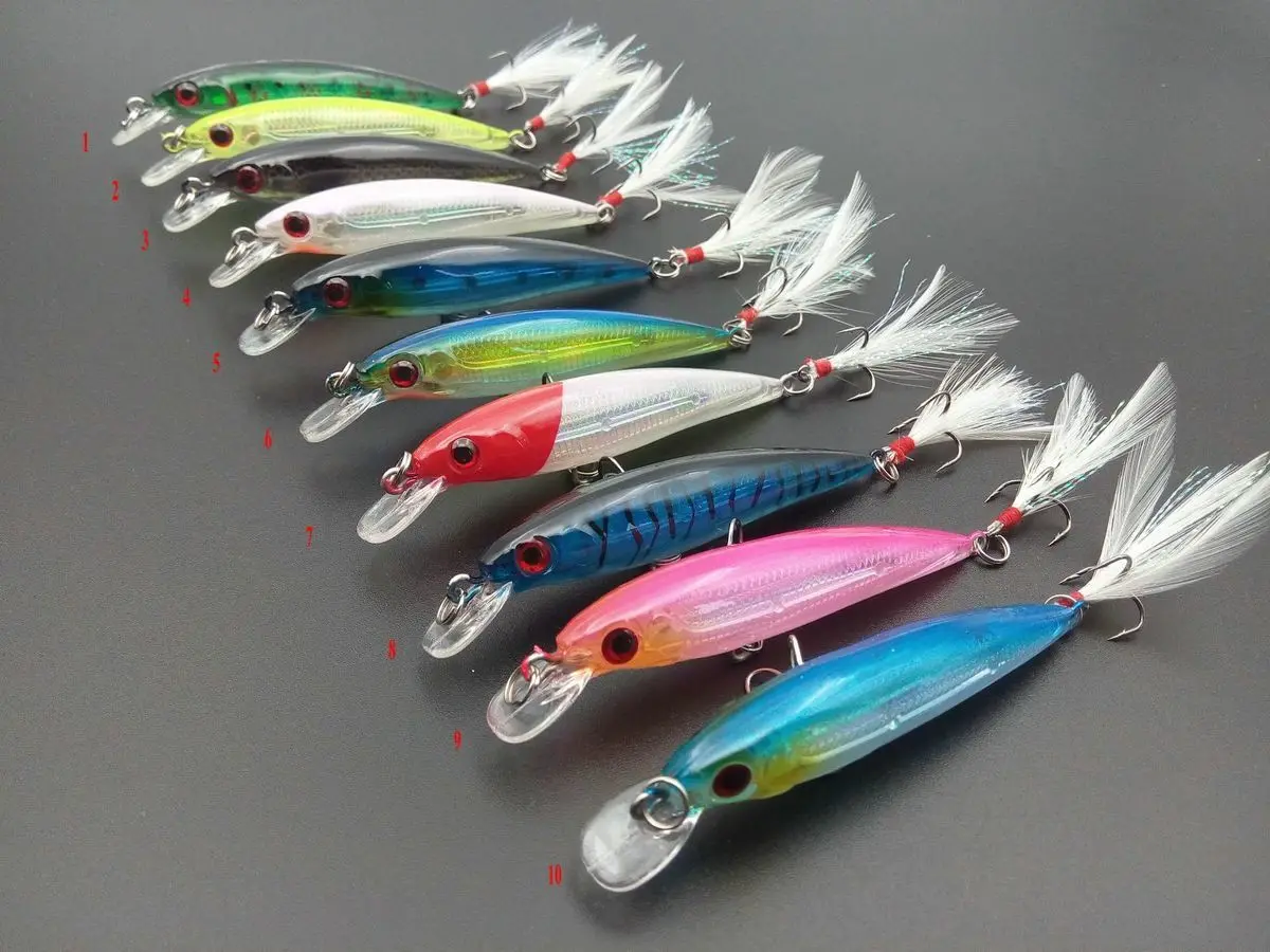 

1PC Minnow Fishing Lure 8g 90mm ABS Hard Bait with Feather Hooks Wobblers Sea Jerkbait Fishing Tackles Isca Artificial Baits