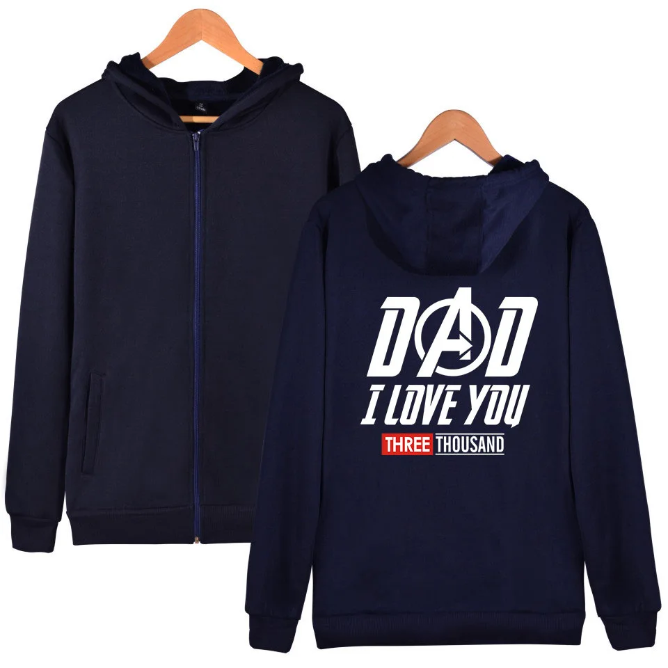 XXS-XXXXL Мода AvengersI love you 3000 печатных куртка на молнии с капюшоном Осень Зима свитшот на молнии Мстители плюс размеры