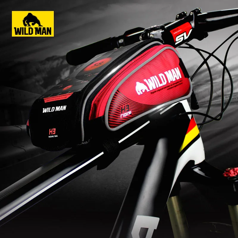 WILD MAN Bicycle Frame Front Top Tube Waterproof Bag Double Cycling Bag
