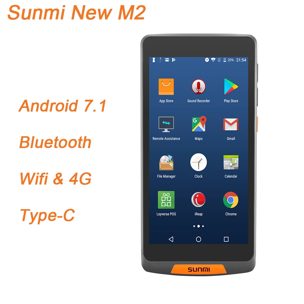 

Android 7.1 PDA Scanner With Order Payment Mobile Wifi Bluetooth GPS POS Terminal Camera Type-C Light Cashier Collector Loyverse