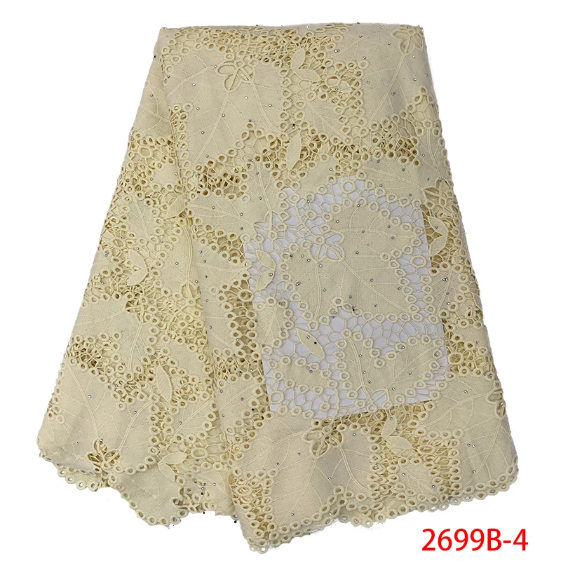 Нигерийский шнур кружевной ткани молочный шелк водорастворимый материал платья камни африканская Высококачественная гипюровая кружевная ткань XY2699B-7