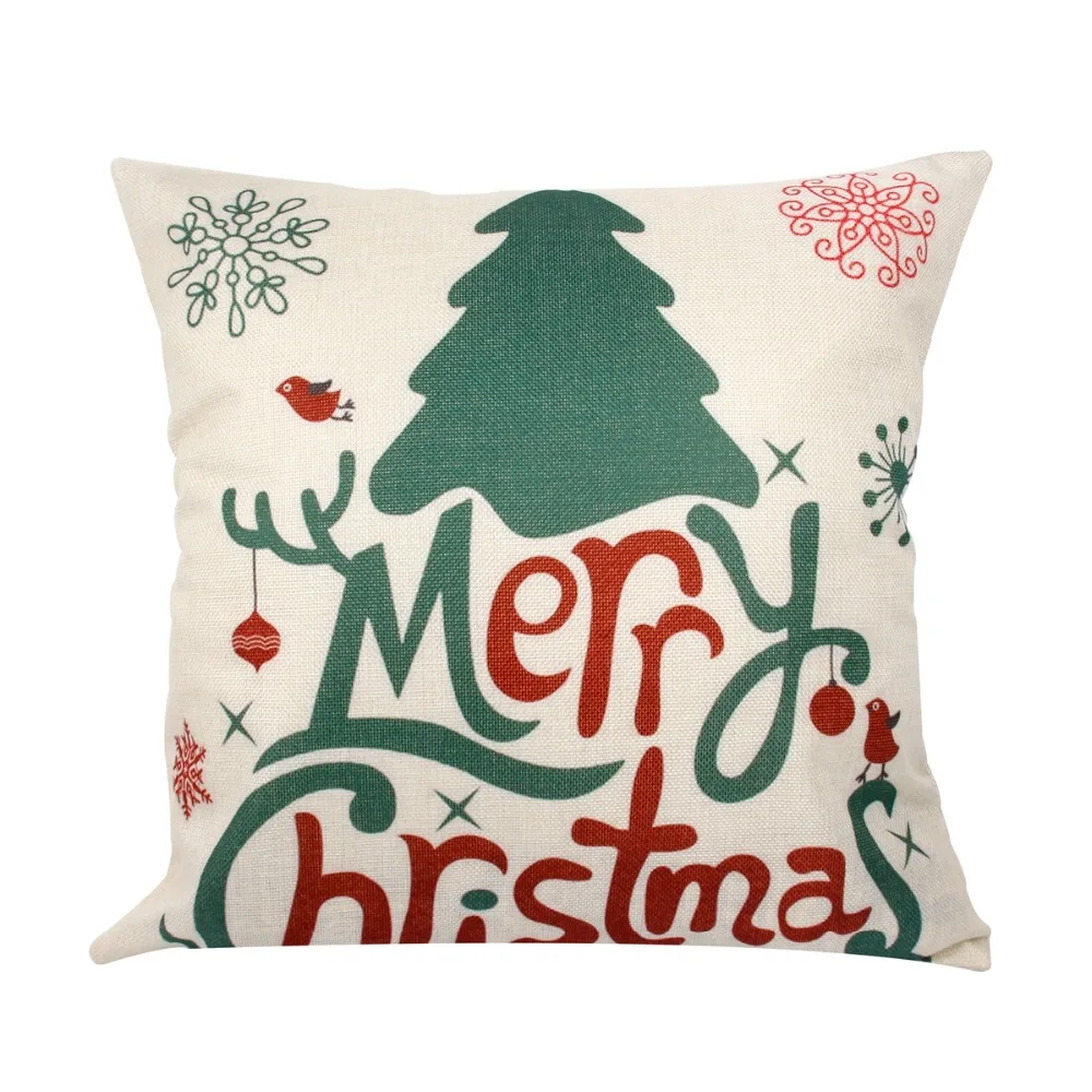 FENGRISE 45x45 см чехол для подушки, рождественские украшения для дома, Санта Клаус, Рождественский олень, хлопковый льняной чехол для подушки, домашний декор