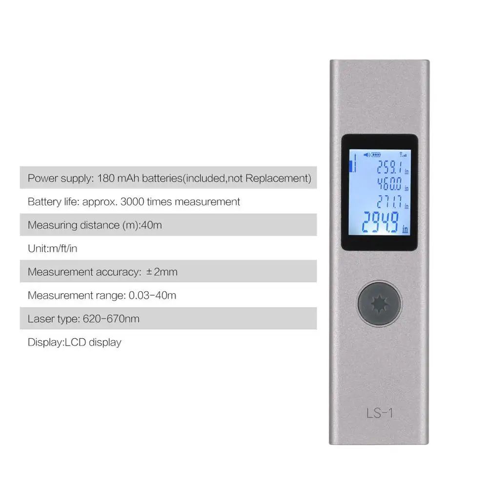 

LS1 40m One Piece Mini Digital Handheld Laser Distance Meter Rangefinders Diastimeter Area Volumn Range Finder Pen Measure