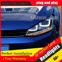 Auto Clud Style LED Head Lamp for VW Golf 7 GTI R20 led headlights golf7 angel eye led drl H7 hid Bi-Xenon Lens low beam