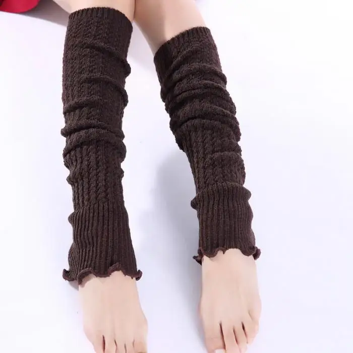 1pair Fashion Leg Warmers Woman Long Stockings Popular Hemp Flowers Knitting Step Foot Winter Warm Stocking GDD99