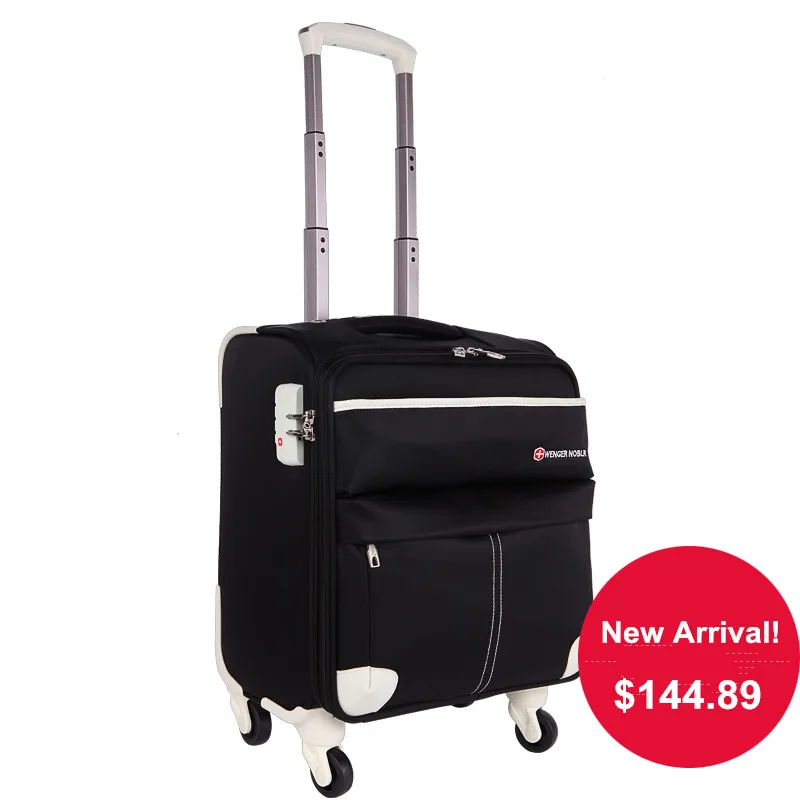 

New Arrival!16inches male and female black/blue waterproof oxford fabric universal wheels trolley luggage,commercial travel bag