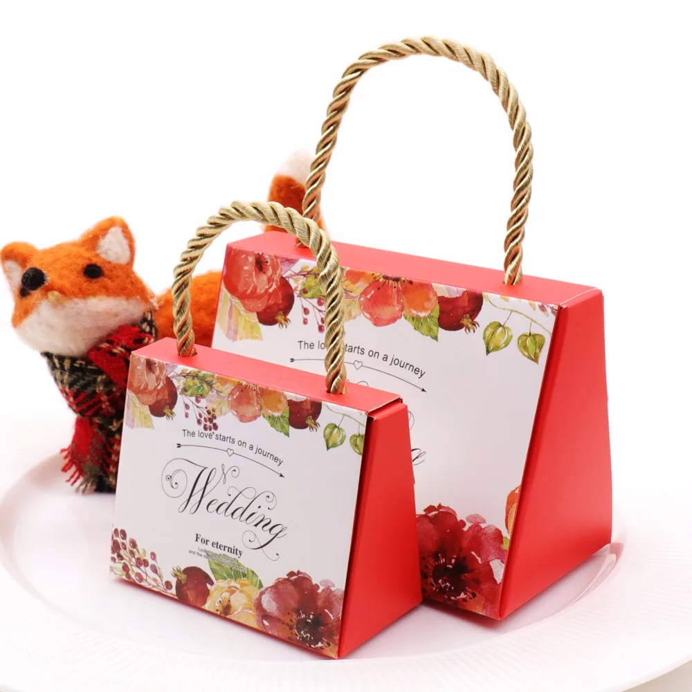 

50pc Wedding Event Favors Hand-held candy box Butterfly Flower romantic Candy Boxes European Style Handheld Wedding Party Favor
