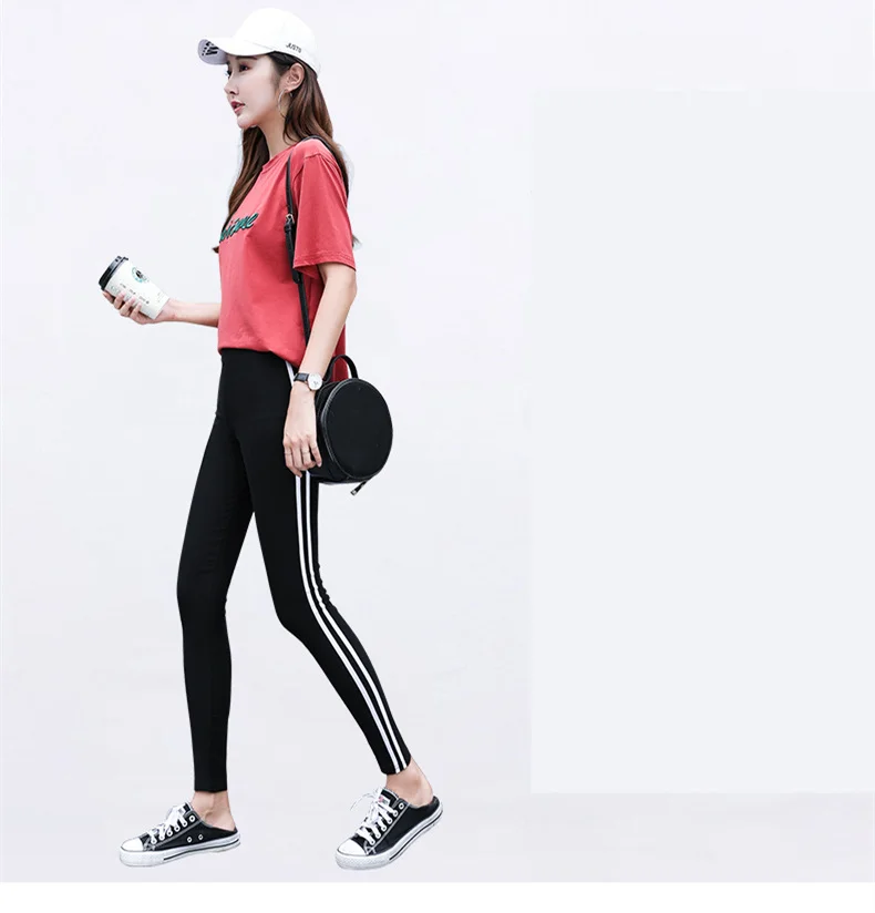 

High Waist Stretch Leggings Fashion Simple Keep Warm Leggings Women's clothing Casual Smil Pencil Pants Ankle-Length Pants