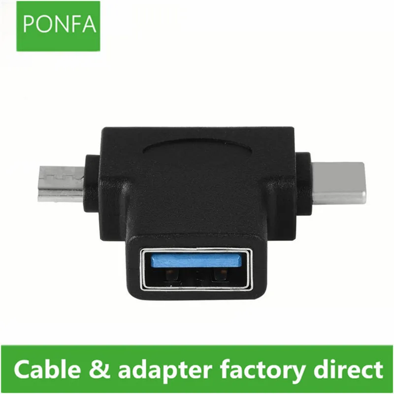

2 In 1 Micro USB + USB 3.1 Type-C Male to USB 3.0 Female OTG Converter Adapter micro usb otg adapters