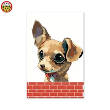 Diy Цифровая живопись красная плитка настенная Собака Животное мультфильм раскраска ребенок декоративные картины Детский сад Школа учится живопись