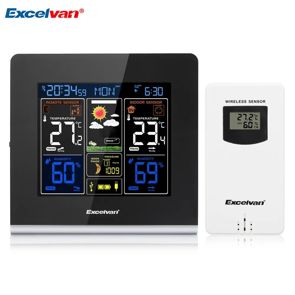 2018 Excelvan Digital RCC беспроводная погодная станция с ЖК дисплеем высокой четкости