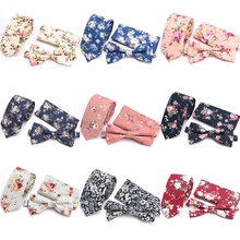 Для мужчин с галстуком комплект модный принт цветок Узкие галстуки для мужчин Англия Хлопок Аксессуары для галстуков вечерние подарок мужчине свадебное платье шеи галстук