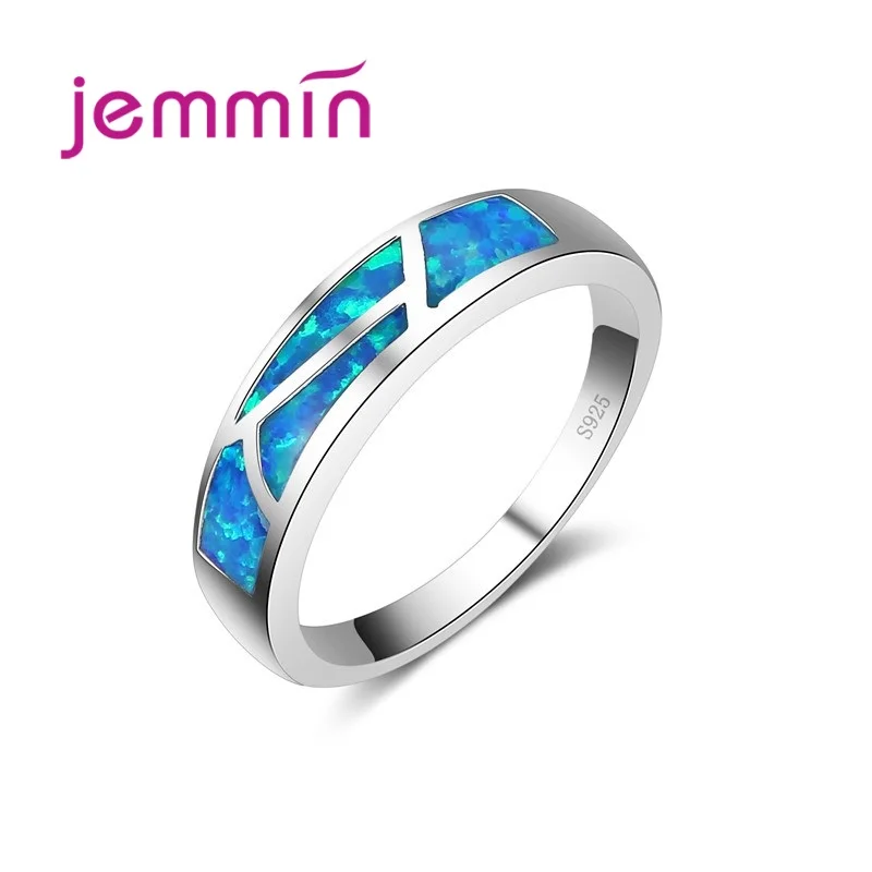 Топ 925, серебряные кольца для женщин, модный стиль, унисекс, Синий огненный опал, мужское кольцо, обручальное кольцо, кольцо на палец