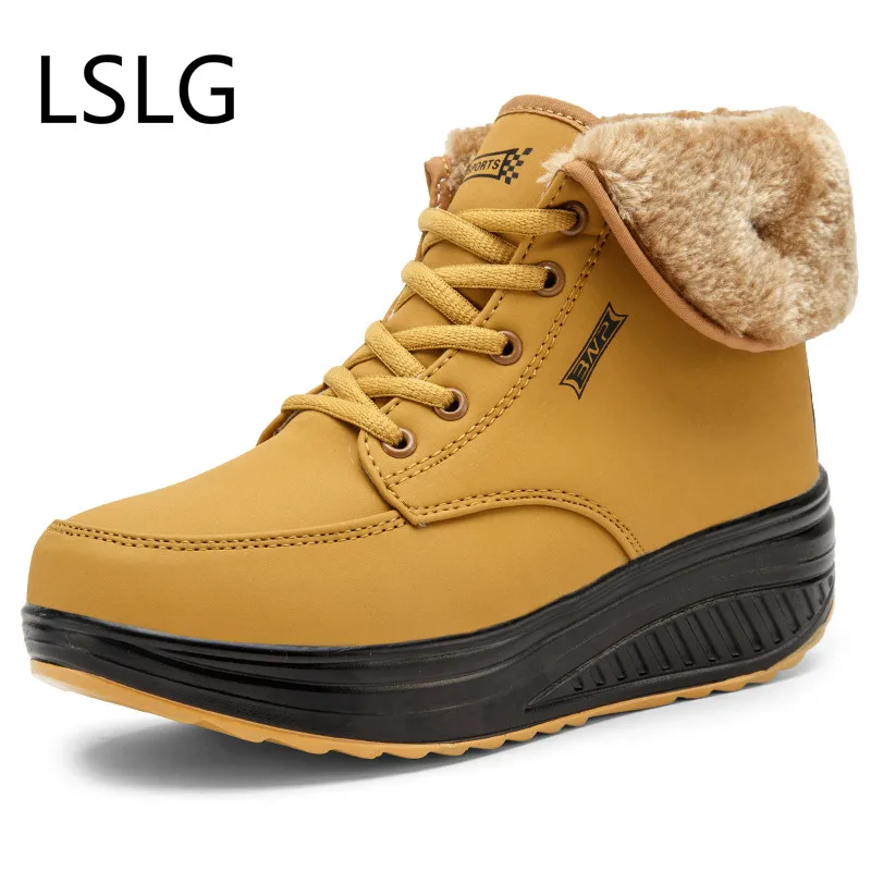 New brand 2016 Women Winter Shoes Wedge Heel Elevated High-top Casual Fashion Platform Warm Swing Shoes Ankle Fashion Snow Boots