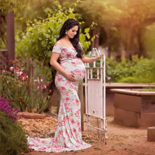 Pregnant Women Maxi Dress Maternity Gown Photography Props Dresses Off Shoulder