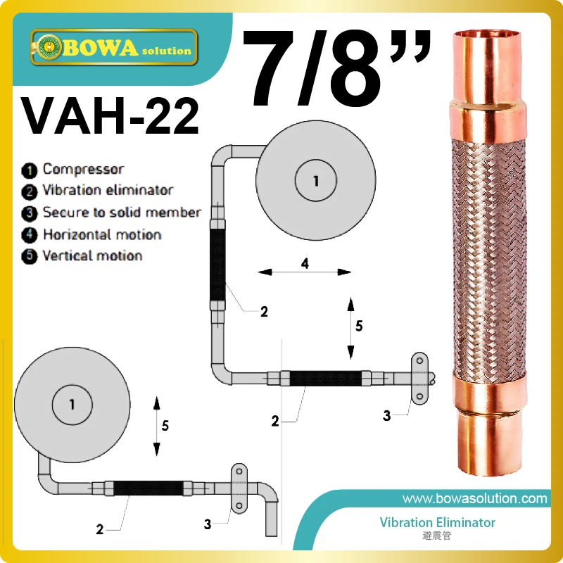 7/" амортизатор вибрации как на забор и сброс линий холодильной системы, как можно ближе к компрессору