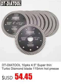 DT-DIATOOL 2 шт 4,5 дюймов Diamond горячего прессования узкий Turbo режущие диски Dia115MM резка диск сегмент с защитой кладки