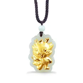 

Natural HeTian Yu 100% Pure Solid Chinese Zodiac Cock Blessing Lucky Pendant Necklace + Certificate Fine Jewelry/
