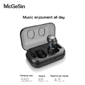 

McGeSin Wireless Bluetooth Earphone TWS Single Mini Headset Touch Control Stereo In-Ear Earbuds with Mic For phone