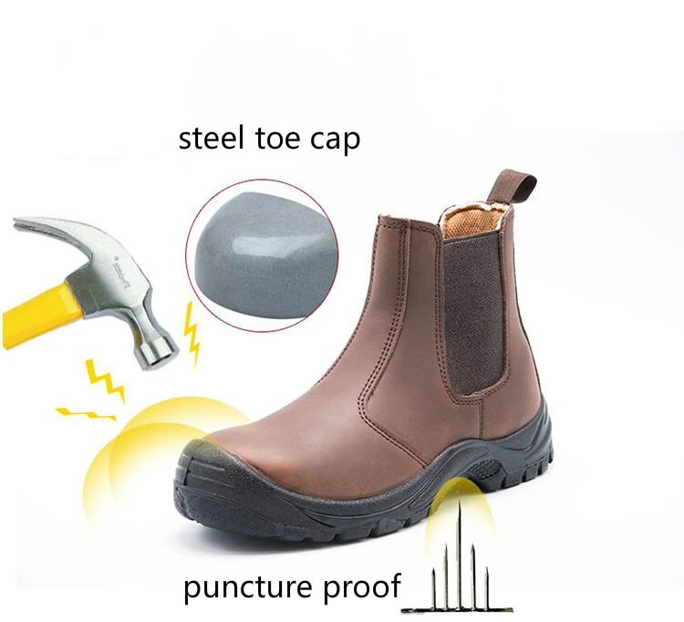 Мужские для отдыха большие размеры Рабочая защитная обувь со стальным носком анти-Пирс весна-осень ботильоны на меху из натуральной кожи защитить обувь