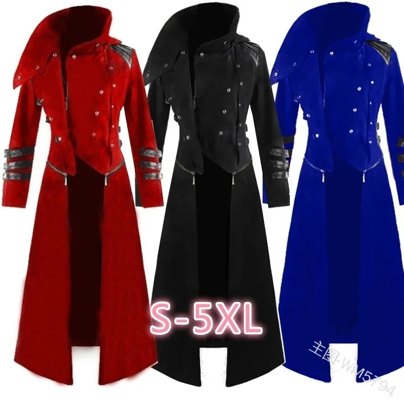 

Victoria Edwardian Steampunk Trench Coat Frock Outwear Vintage Prince Overcoat Medieval Renaissance Jacket Cosplay Costume 5xl