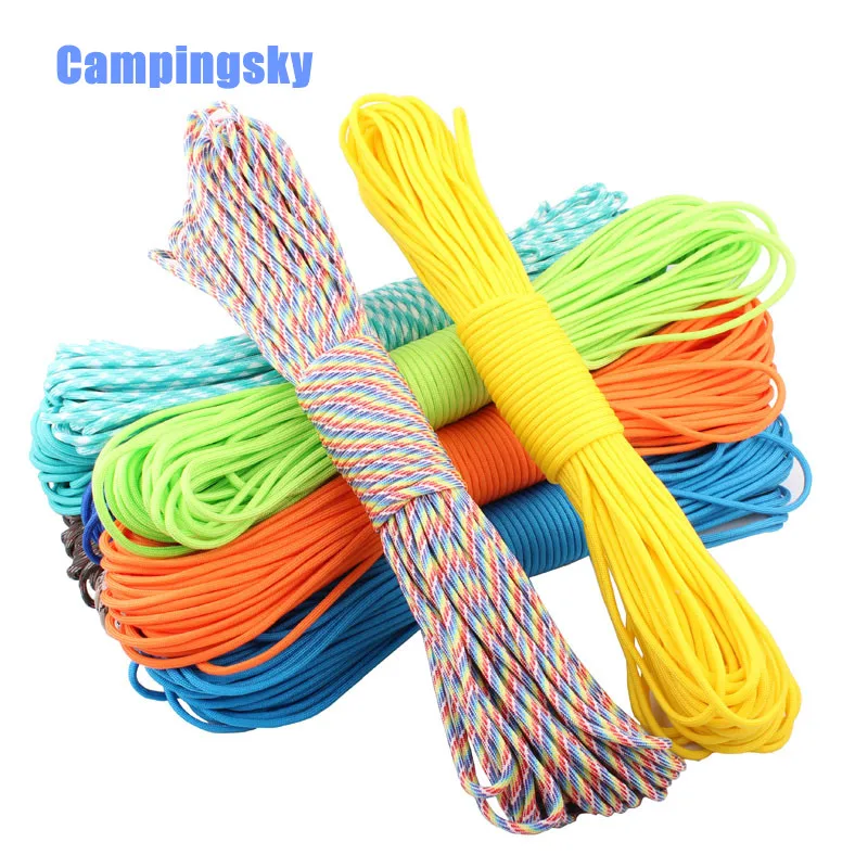 

Fedex free shipping Paracord 550 Parachute Rope 7 Core Strand 100FT For Climbing Camping Buckles Bracelet 100Colors For Pick
