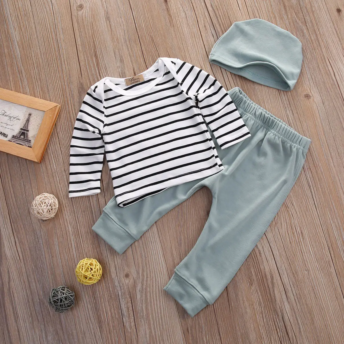 Комплект из 3 предметов, Одежда для новорожденных мальчиков и девочек топы, футболки футболка с длинными рукавами+ штаны, леггинсы+ шапка, повседневная одежда