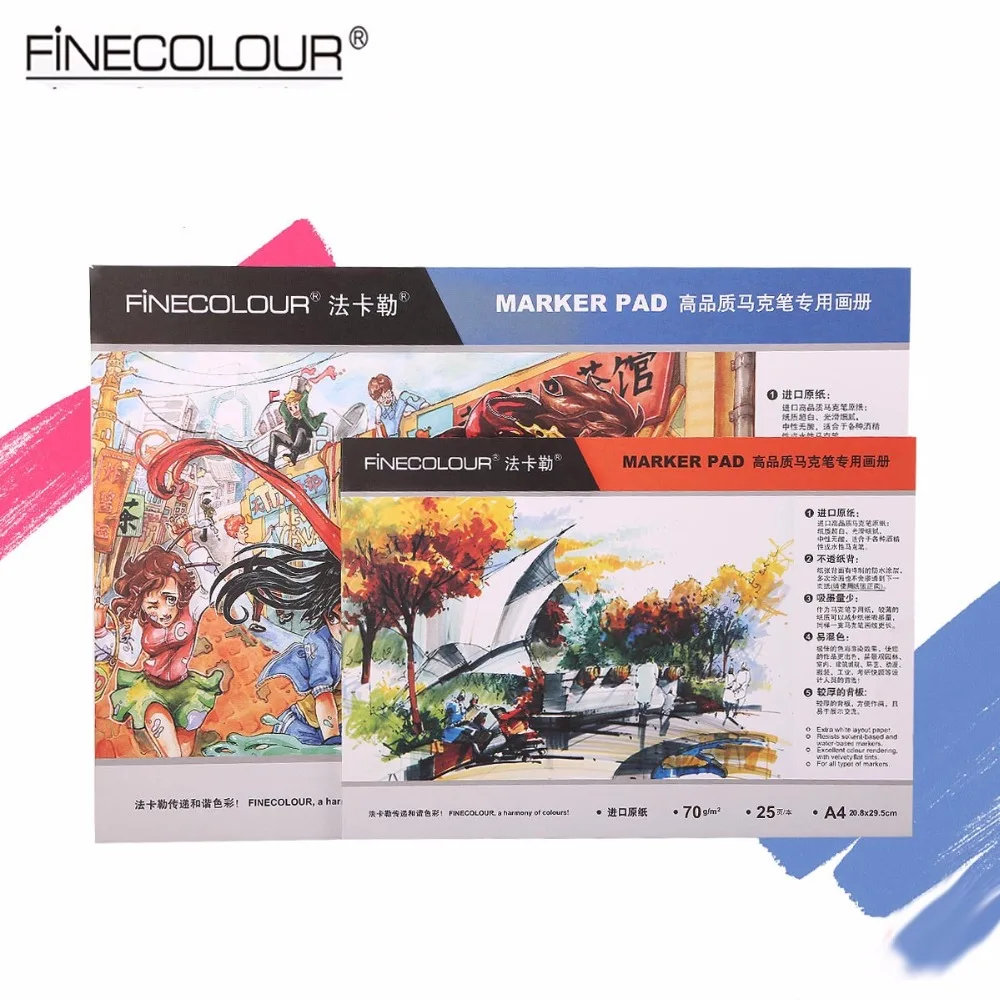 

Finecolour Marker Pads for Alcohol/Water Markers A3/A4 Fold Over Drawing Books Acid Free Sketch Book Painting Organizer Notebook