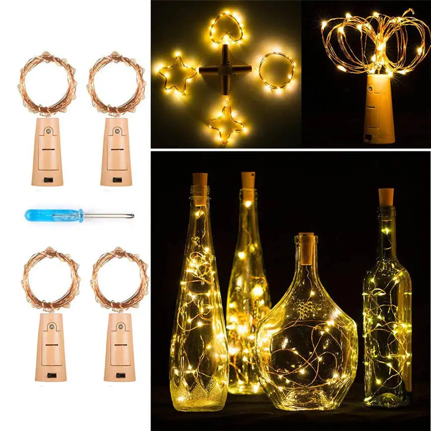 

4 Pcs Wine Bottles String Lights Fairy Decor Micro Copper Wire Fairy Lights Battery Dropshipping July#3