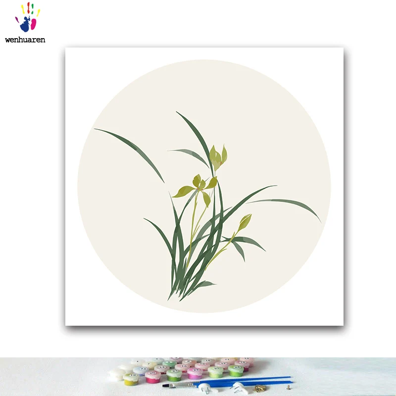 DIY картинки для раскраски по номерам с цветами в китайском стиле бамбуковая Слива картина для рисования по номерам в рамке дома - Цвет: 3423