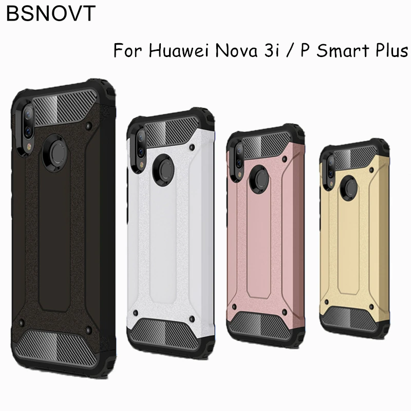 

BSNOVT Huawei Nova 3i Case P Smart Plus Cover Anti-knock Soft Silicone + Hard Plastic Case For Huawei Nova 3i INE-LX2 INE-LX9