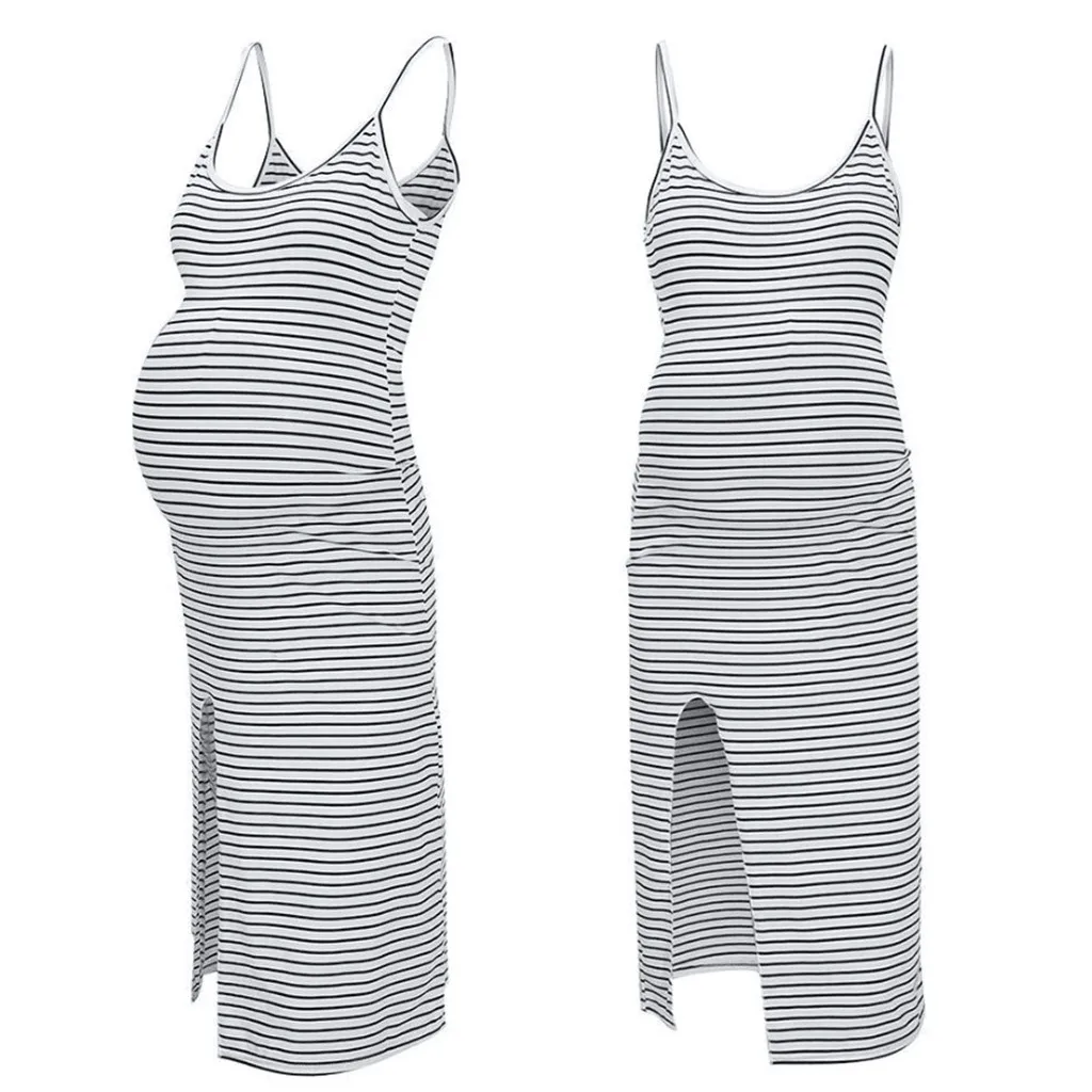 

Summer Breastfeeding Dress For Pregnant Women Maternity Sleeveless Striped Print Breastfeeding Nursing Sundress Pregnancy Dress