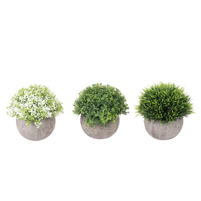 3pcs Mini Plastic Fake Faux Green Gr Simulation Artificial Plants 3pcs Mini Plastic Fake Faux Green Gr Simulation Artificial Plants With Pots For Home Decor
