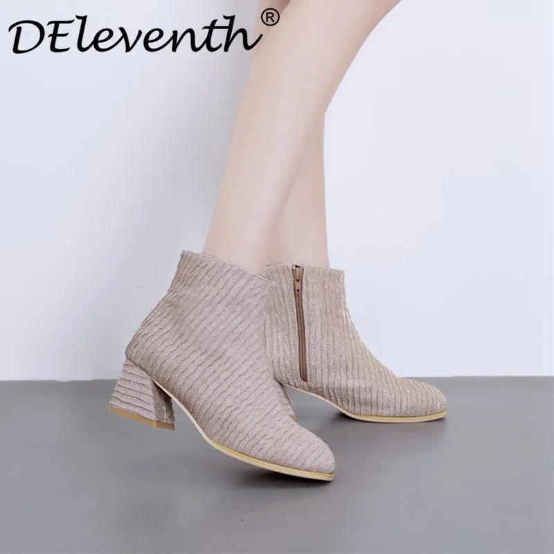 

DEleventh women's winter boots round toe Martin boots fashion female ankle boots glittrting single woman shoes ladies short boot