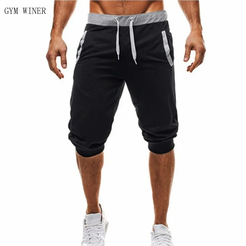 Summer men Leisure Men Knee Length Shorts Color Patchwork Joggers Short Sweatpants Trousers Men Bermuda Shorts masculina roupa