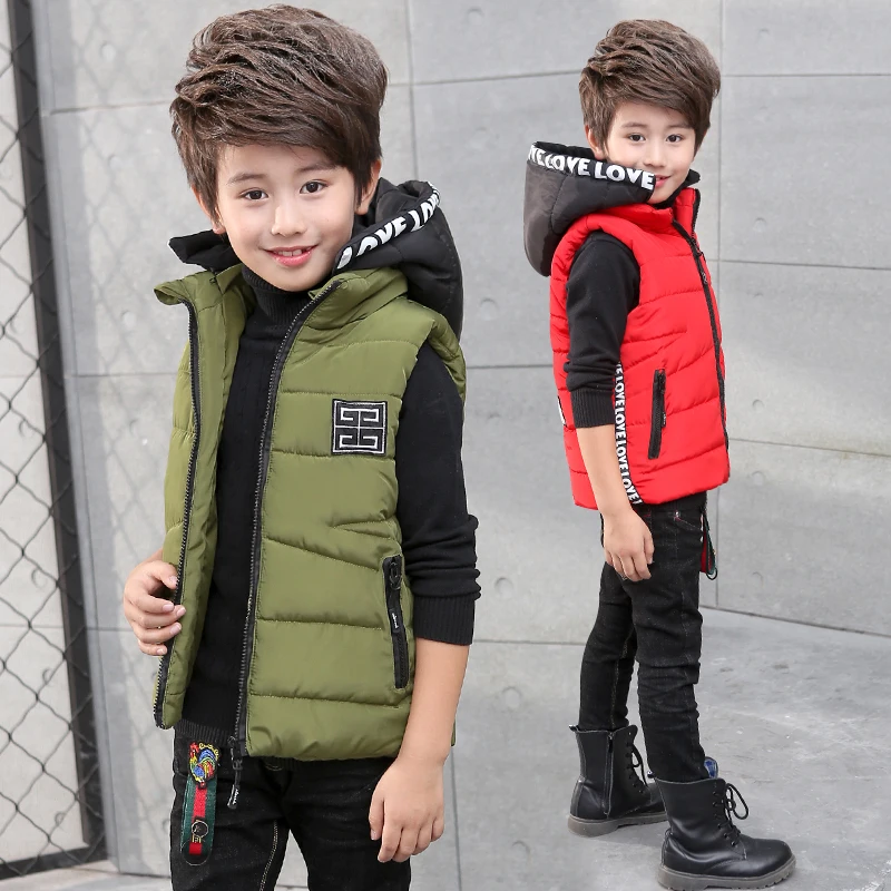 

Famli Kids Clothes High Quality Winter Boys Hooded Vest Children Outerwear Big Boys Warm Down Vest Cotton-padded Waistcoat