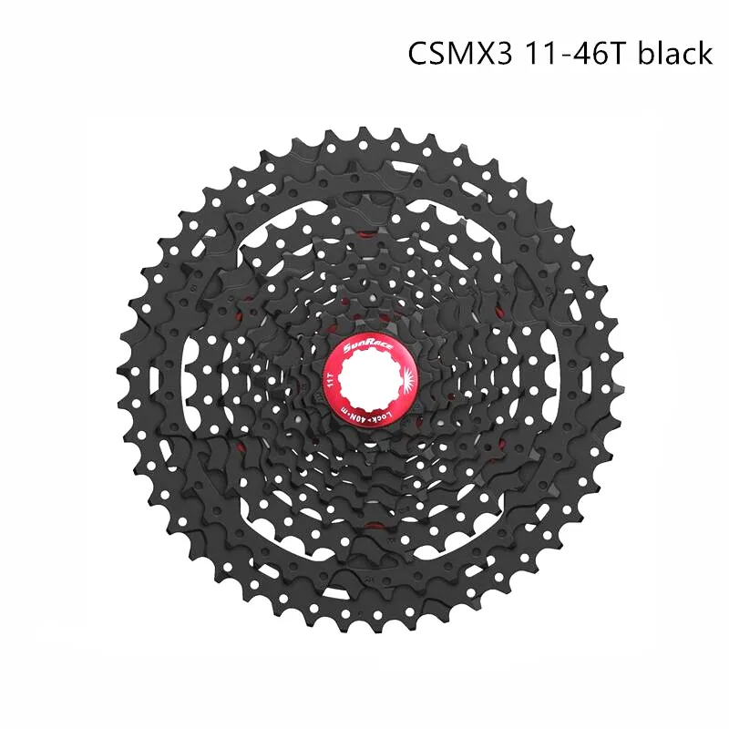 Sunracing CSMX3 CSMS3 10 скоростей 11-46T кассета велосипедная Звездочка свободного хода кассета для горных велосипедов черная Серебристая велосипедная запчасти 10 скоростей - Цвет: CSMX3 11-46T black